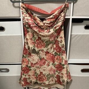 Cotton Candy Strapless Floral Dress - Pink and Green